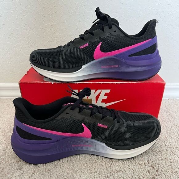 Nike Structure 25 Black Anthracite Field Purple Laser Fuchsia - Picture 2 of 9